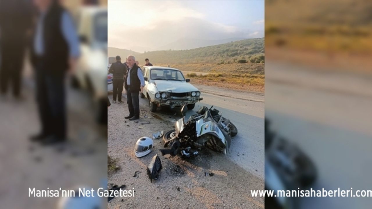 Manisa'da otomobille çarpışan motosikletin sürücüsü yaralandı