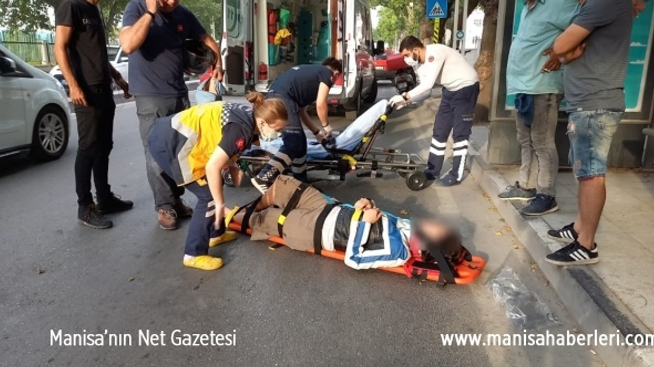 Manisa’da devrilen motosikletin sürücüsü yaralandı