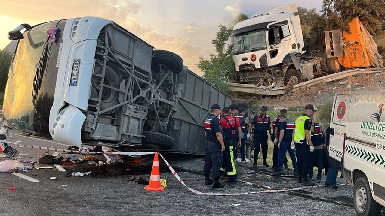 Denizli'de katliam gibi kaza! Kum yüklü kamyon otobüse çarptı: 6 ölü, 42 yaralı!
