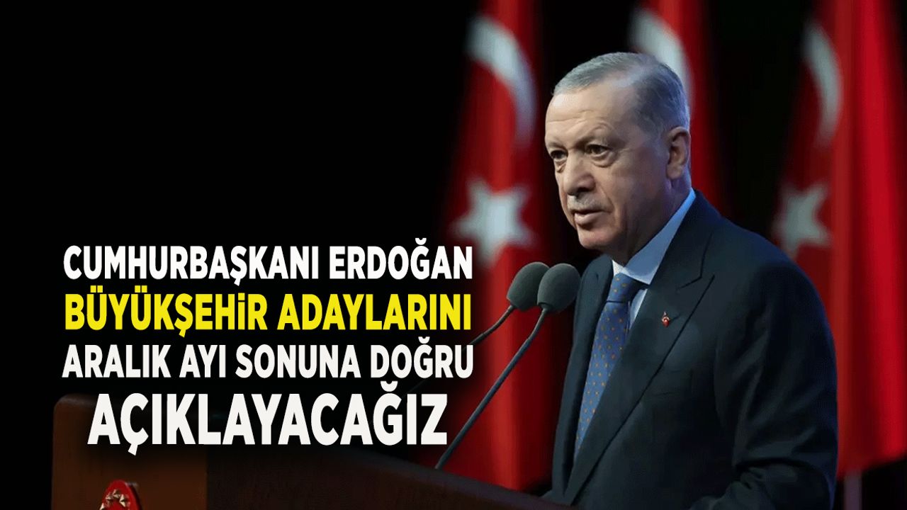 Cumhurbaşkanı Erdoğan: Büyükşehir adaylarını aralık ayı sonuna doğru açıklayacağız