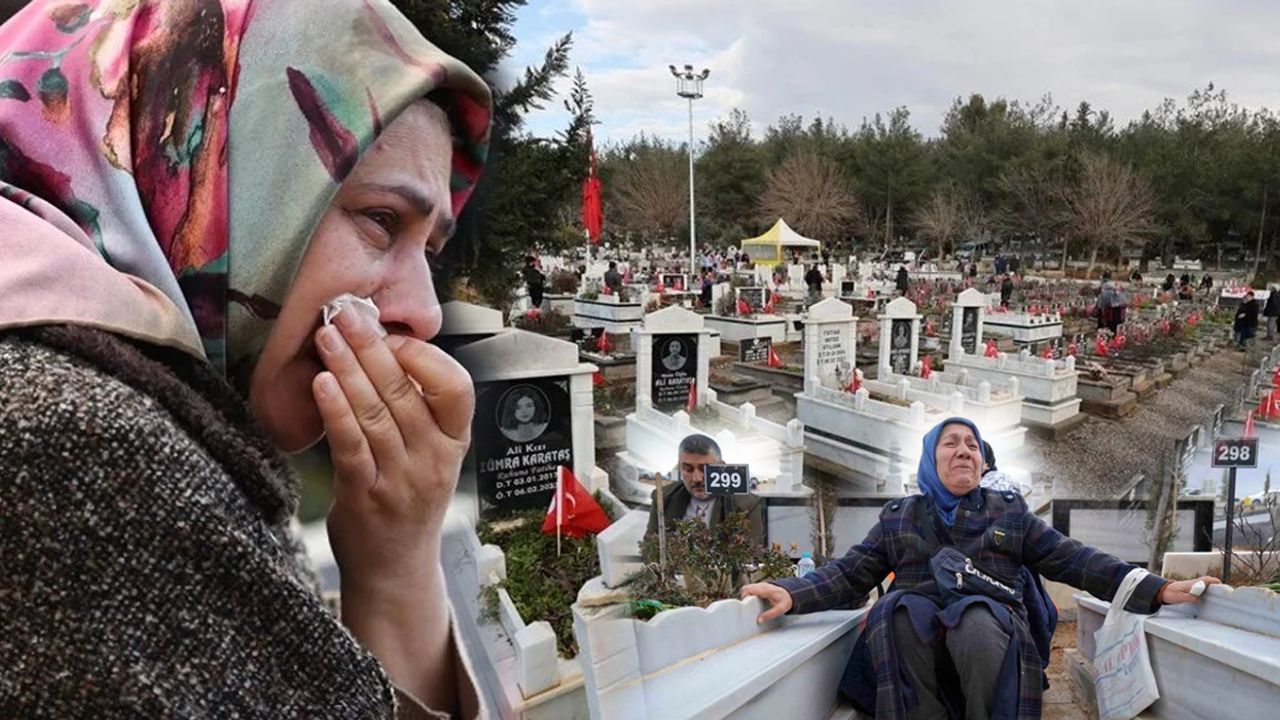 Depremde hayatını kaybedenler mezarları başında anıldı.. Gözyaşları sel oldu