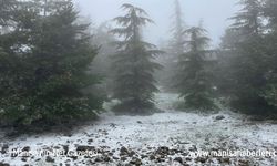 Spil Dağı'na nisanda kar yağdı