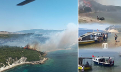  İzmir’deki orman yangınında vatandaşlar denizden tahliye ediliyor