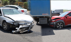 Manisa'da zincirleme trafik kazası! 1 tır, 3 otomobil birbirine girdi
