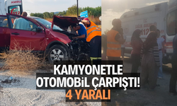 Kamyonetle otomobil çarpıştı! 4 yaralı