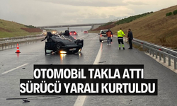 MANİSA'DA TAKLA ATAN OTOMOBİLİN SÜRÜCÜSÜ YARALANDI