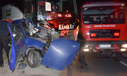 İzmir'de feci kaza! Yolcu otobüsü ile otomobil çarpıştı: 1 ölü, 3 yaralı