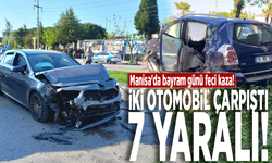 Manisa'da bayram günü feci kaza! İki otomobil çarpıştı: 7 yaralı