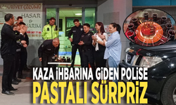 Kaza ihbarına giden polise pastalı sürpriz