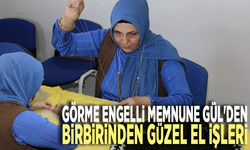 Görme engelli Memnune Gül'den birbirinden güzel el işleri