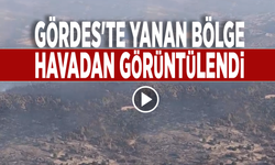 Gördes'te yanan bölge havadan görüntülendi