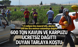 Üretici 600 ton kavun ve karpuzu ücretsiz dağıttı, duyan tarlaya akın etti