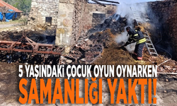 5 yaşındaki çocuk oyun oynarken samanlığı yaktı!