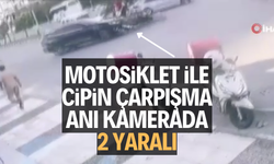 Manisa'da motosiklet ile cipin çarpışma anı kamerada: 2 yaralı