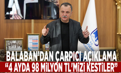 Balaban’dan çarpıcı açıklama: 4 ayda 98 milyon TL'mizi kestiler