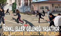 'Renkli Eller' geleneği yaşatıyor: Okul bahçesine geleneksel oyun alanları