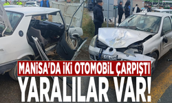 Manisa'da iki otomobil çarpıştı: Yaralılar var!