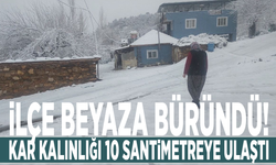 İlçe beyaza büründü! Kar kalınlığı 10 santimetreye ulaştı