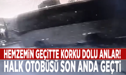 Hemzemin geçitte korku dolu anlar! Halk otobüsü son anda geçti