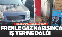 Manisa'da fren yerine gaza basan sürücü iş yerine daldı