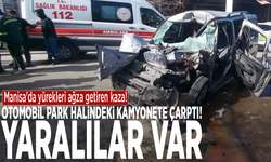 Otomobil park halindeki kamyonete çarptı! Yaralılar var