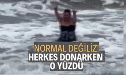 Buz gibi havaya ve kara aldırış etmedi, denizde yüzdü