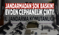 Jandarmadan şok baskın! Evden cephanelik çıktı!