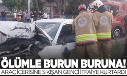 Yunusemre'de Trafik Kazası: Araçta Sıkışan Sürücü İtfaiye Ekiplerince Kurtarıldı