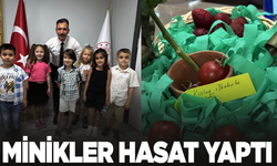 Manisa'da minik öğrenciler ilk hasatlarını yaptı