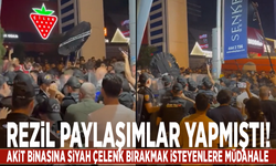 Rezil paylaşımlar yapmıştı: Akit binasına siyah çelenk bırakmak isteyenlere müdahale