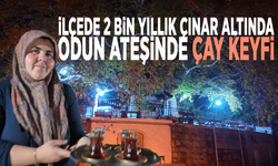 İlçede 2 bin yıllık çınar altında odun ateşinde çay keyfi