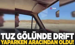 Tuz gölünde arazi aracıyla drift yaptı