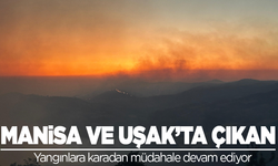 Manisa ve Uşak'ta çıkan yangınlara karadan müdahale devam ediyor