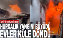 İzmir'de korku dolu anlar! Hurdalık yangını büyüdü: Evler küle döndü