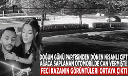 Ağaca saplanan otomobilde nişanlı çift can vermişti: Feci kazanın görüntüleri ortaya çıktı
