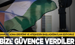 Hamas'ın Gazze lideri el-Hayya:"Bugün savaşın sona erdiğini ve ateşkesin başladığını ilan ediyoruz''