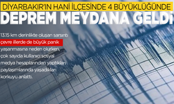 Diyarbakır'ın Hani ilçesinde 4 büyüklüğünde deprem meydana geldi