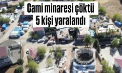 Cami minaresi çöktü 5 kişi yaralandı
