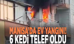 Manisa’da ev yangını! 6 kedi telef oldu, 2 kişi dumandan etkilendi