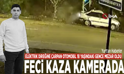 Elektrik direğine çarpan otomobil 18 yaşındaki gence mezar oldu.... Feci kaza anı kamerada