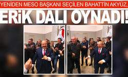 Yeniden MESO başkanı seçilen Bahattin Akyüz, erik dalıyla coştu