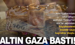 Altındaki yükselişin ardından kuyumcuların önünde uzun kuyruklar oluştu