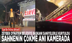Ege’de fırtına dehşeti! Zeybek oynayan belediye başkanı saniyelerle kurtuldu: Sahnenin çökme anı kamerada