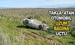 Manisa'da takla atan otomobil, üzüm bağına uçtu