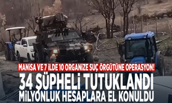 Manisa ve 7 ilde 10 organize suç örgütüne operasyon: 34 şüpheli tutuklandı, milyonluk hesaplara el konuldu