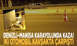 Denizli–Manisa karayolunda kaza! İki otomobil kavşakta çarpıştı