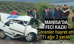 Manisa'da otomobil ile canlı hayvan yüklü tır çarpıştı! 1’i ağır 3 yaralı
