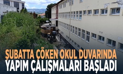 Şubatta çöken okul duvarında yapım çalışmaları başladı