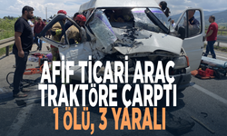Manisa'da feci kaza! Hafif ticari araç traktöre çarptı: 1 ölü, 3 yaralı