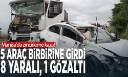 Manisa'da zincirleme kaza! 5 araç birbirine girdi: 8 yaralı, 1 gözaltı